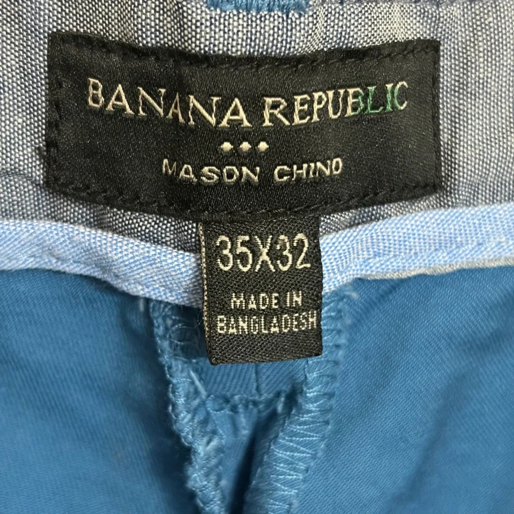 Banana Republic Mason Chino Mens 35x32 Blue Athletic Tapered Fit Stretch Pants